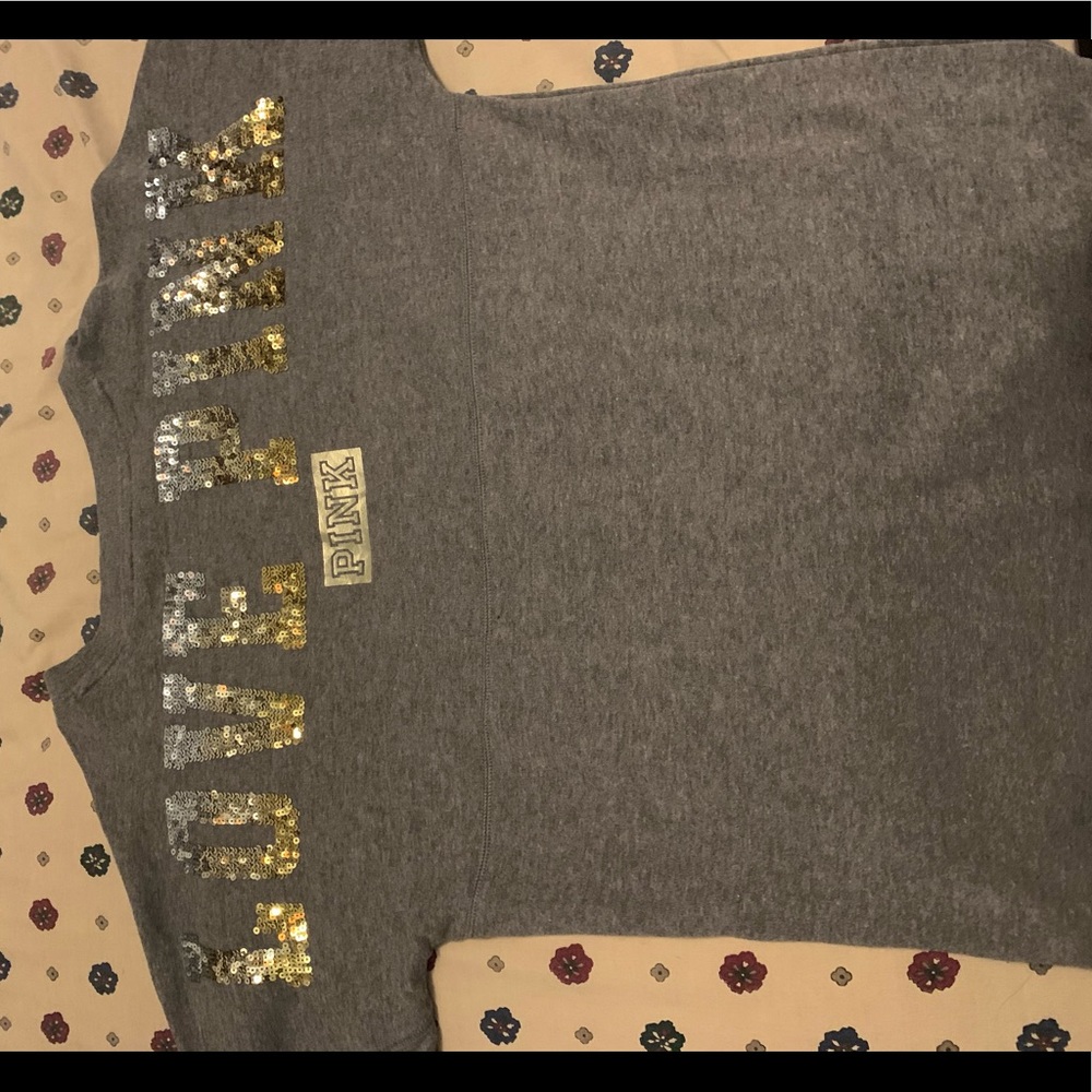 VS Pink Bling Varsity Crew Fleece XS